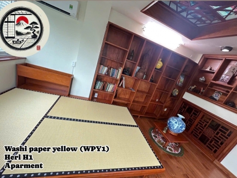 KHU VỰC THIỀN TRÀ – CHIẾU TATAMI WASHI PAPER VIỀN HOA ANH ĐÀO